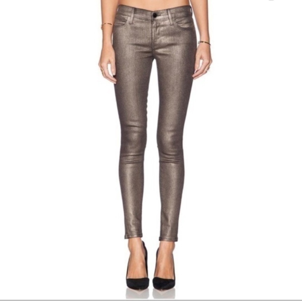 NWT J Brand 620 Gold Dust Mid-Rise Super Skinny Metallic Sparkle Jeans Size 26